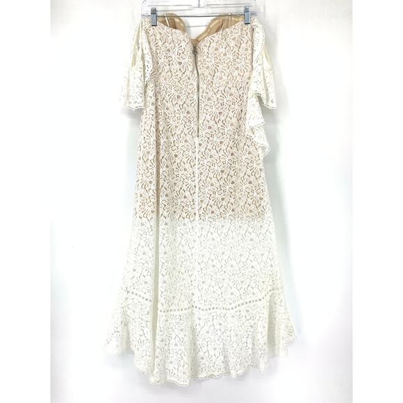 Allen Schwartz Dress Women's Size 6 Ruffle Lace Strapless Off Shoulder White - Picture 3 of 7